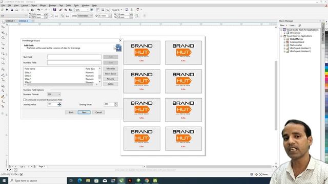 Back to Back Automatic Serial Number in Coreldraw | Print Merge смотреть онлайн