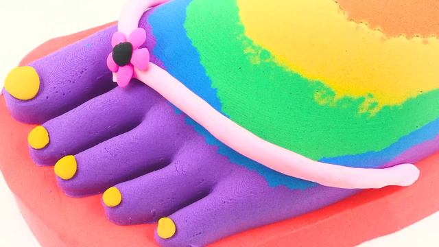 Satisfying Video l How To Make Rainbow Kinetic Sand Foot and Nail Polish Cutting ASMR