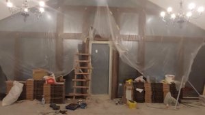 Одноэтажный дом фахверк с большой красивой террасой ПарусDom. Как реализована подсветка террасы.