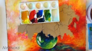 Как НАРИСОВАТЬ букет СИРЕНИ гуашью в стеклянной вазе для начинающих художников и детей от 11-12 лет