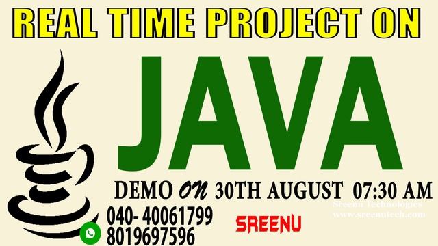 New Batch On Java Real Time Project 30th August 07:30 AM.... Sreenu Technologies Live смотреть онлайн
