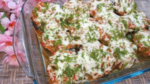 Быстрый ужин из баклажанов в духовке. Рулетики из баклажанов с фаршем. Простой рецепт