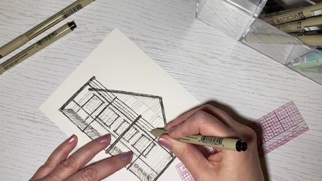 ASMR Art Sounds No Talking: Ink Sketch of Mountain Cabin