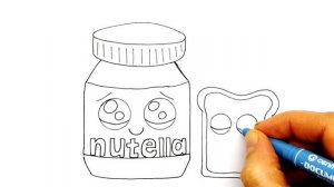 Как нарисовать Кавайную Нутелла с Тостом. Милые рисунки для срисовки. Рисуем мило и просто