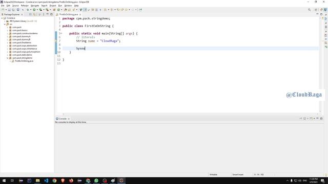 3. How to create String in JAVA language in Eclipse editor. |#cloudraga #corejava_by_CloudRaga смотреть онлайн