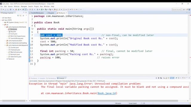 Final Keyword in Java | Examples | Java Tamil Tutorial for Beginners