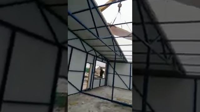 Недорогой магазин-ангар, каркас из  из профильной трубы, .обшит  панелями. Теплый Дом за 2 недели #
