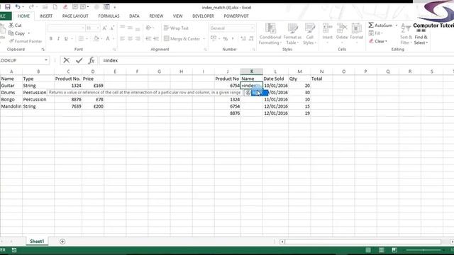 Excel Index Match смотреть онлайн