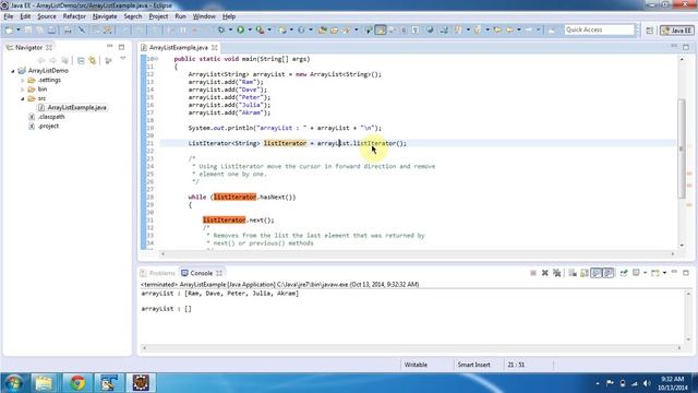 How to remove elements from the ArrayList using ListIterator? | Java Collection Framework