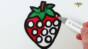 Рисуем солнышко, клубничку, подводную лодку и осминожку! Раскраска для детей и малышей! Давайте рисо