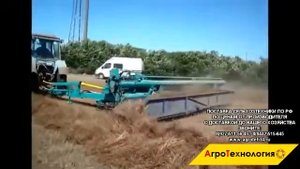 Испытание жатки ЖВП 6,4 с системой сдваивания валка