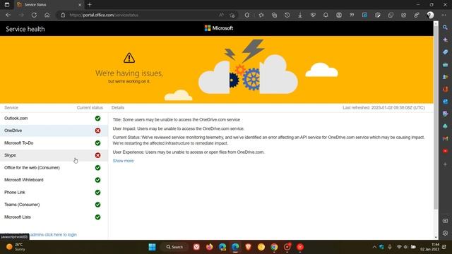 Microsoft OneDrive and Skype are currently down смотреть онлайн