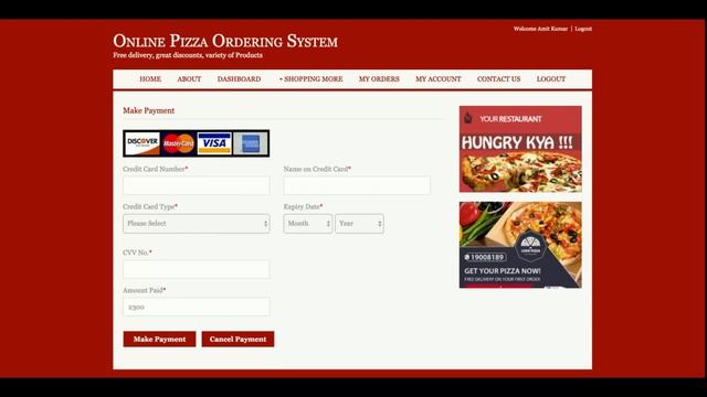 Online Pizza Ordering System | Java JSP Servlet Project | Java JSP CRUD Project