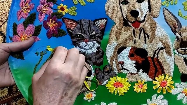 Вышивка цветка ОДУВАНЧИК (нитками + лентами) - ОТДЫХ В САДУ - поэтапная вышивка / Hand Embroidery