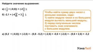 6 класс, Сложение чисел с разными знаками, Найди значение выражения