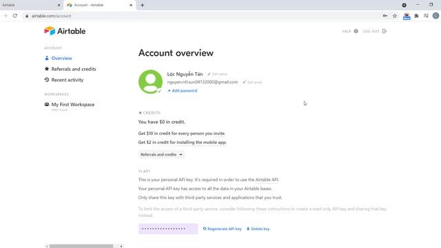 FIGACT TUTORIAL - AIRTABLE - GET AIRTABLE TOKEN