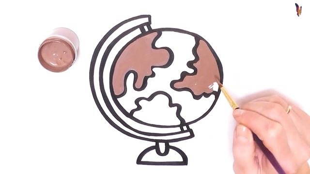 Рисунок раскраска ГЛОБУС для детей. Раскраски Малышам.