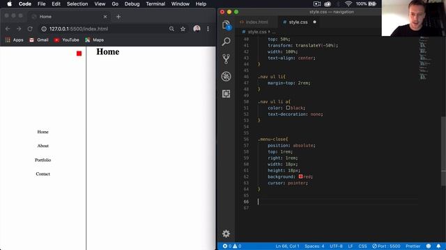 Creating A Side Navigation Menu With Hamburger Icon (HTML / CSS / JavaScript)