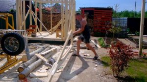 поставил стропила на мастерскую один своими руками !) мастерская часть 2