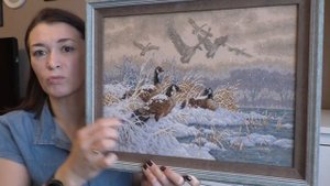 Вышивка крестиком. Оформление в багет вышивки по набору "Winter Retreat"