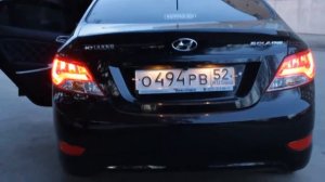 Задние тюнинг фонари Хендай Солярис 2011-, светодиодные, прозрачные