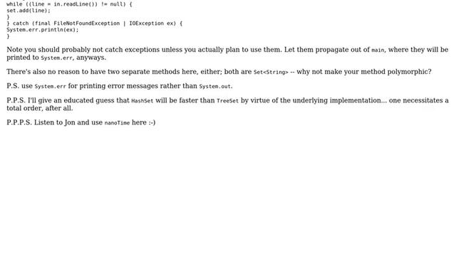Code Review: HashSet and TreeSet (6 Solutions!!)