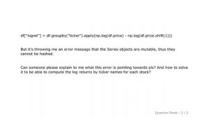 Pandas : DataFrame calculating by group for log return of each stock