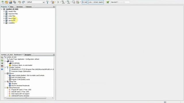 Счетчик нажатия кнопки на микроконтроллере PIC16F628A смотреть онлайн
