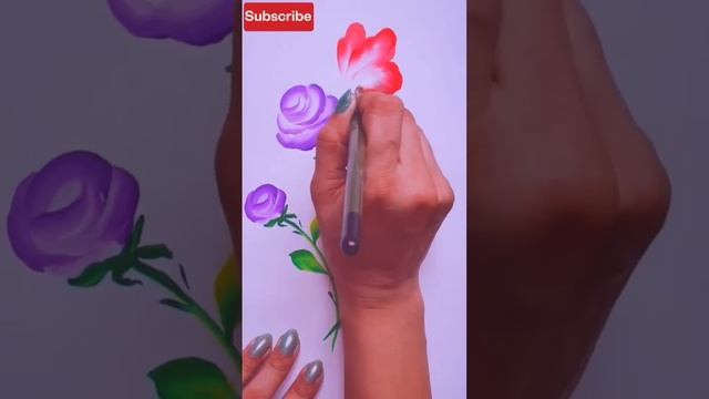 Bright and Beautiful Flower Painting?Easy One Stroke Flower Painting #39?#shorts #shortsfeed #art