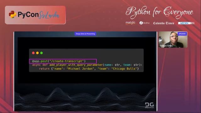 Introducing FastAPI for Python Web Development by Tonya Sims at PyCon Sri Lanka 2022