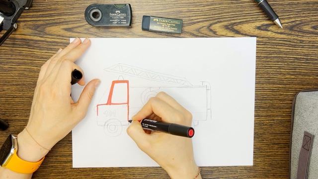 Як намалювати пожежну машину - Урок 146 смотреть онлайн