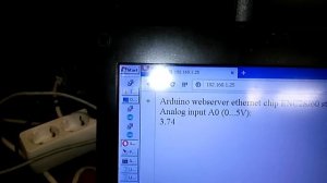 2016. Arduino ENC28J60 webserver showing analog voltage