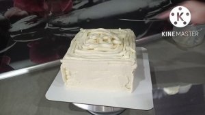 Выравнивание квадратного торта кремом Крем-чиз на масле.?