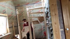 Сборка лестницы на 180 градусов с забежными ступенями