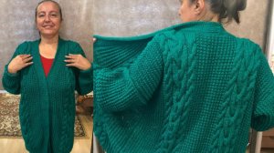 Зеленый кардиган большого размера