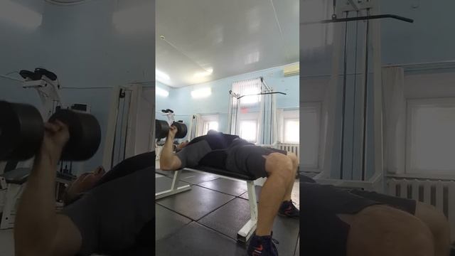 неделя 2. день 1. жим гантелей лёжа 2ой подход 22 кг. смотреть онлайн