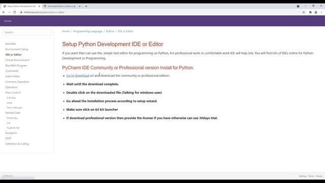 Python Development Environment Setup and PyCharm IDE Community