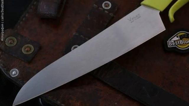 Кухонный нож для резки овощей Shizu Hamono Shikisai V-flex 147 мм зеленый смотреть онлайн