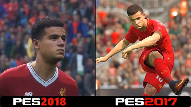PES 2018 vs PES 2017 Player Faces Graphics and Stadiums Comparison смотреть онлайн