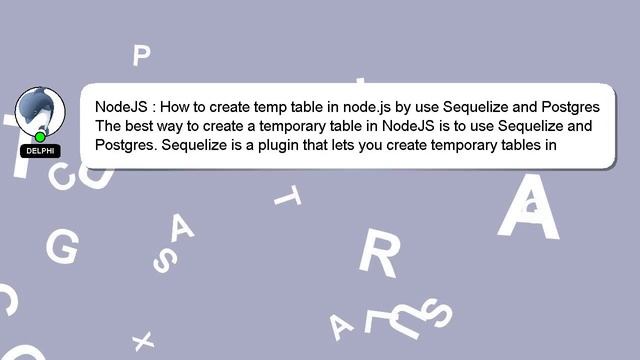 NodeJS : How to create temp table in node.js by use Sequelize and Postgres смотреть онлайн