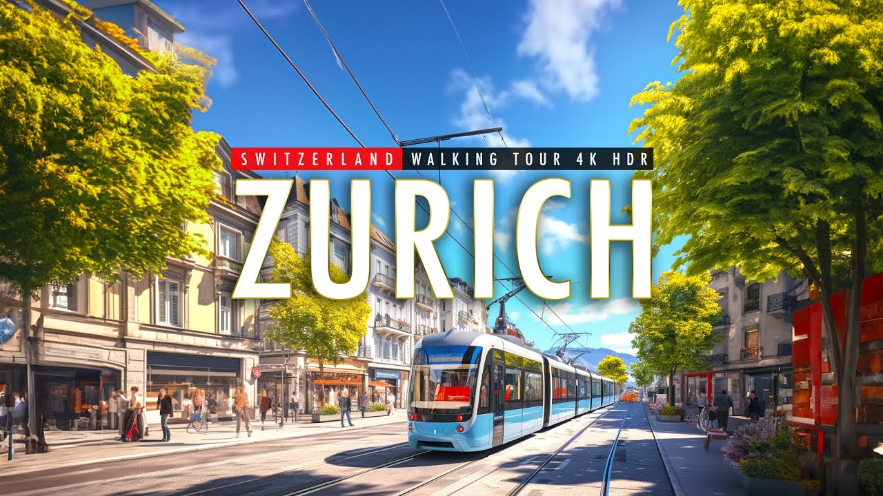 Цюрих, Швейцария - Расслабляющая пешеходная экскурсия в 4K - Отдых в Цюрихе - Отдых в Швейцарии