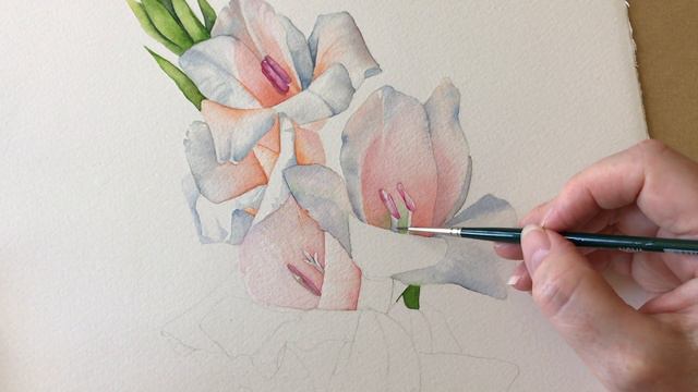 Watercolor Gladiolus Work in Progress - Louise De Masi смотреть онлайн