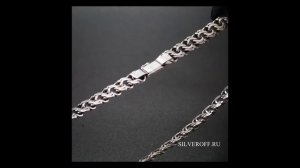 Мужская серебряная цепь, плетение плоский ручной Бисмарк, чернение, ширина 1,2 см