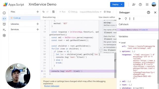 Using XmlService in Apps Script to Pull Data From a Website