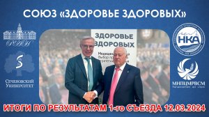 1й Общероссийский съезд Союза «Здоровье Здоровых» 12.03.2024 - Итоговая информация и концепция Союза