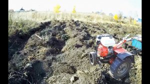 Тест-драйв на мотоблоке с самодельными вездеходовскими колёсами по вспаханной целине