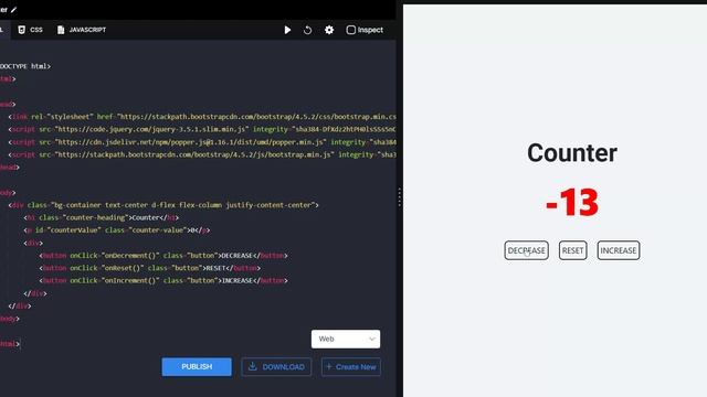 ccbp | how to create counter using html,css,javascript