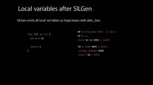 2015 LLVM Developers’ Meeting: Joseph Groff & Chris Lattner “Swift's High-Level IR: A Case Study...