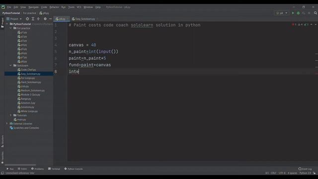 Paint Costs code_coach solution using python || sololearn смотреть онлайн