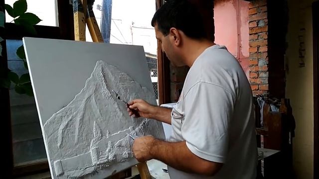 Фрагмент создания барельефа ГОРА АРАРАТ И МОНАСТЫРЬ ХОР ВИРАП